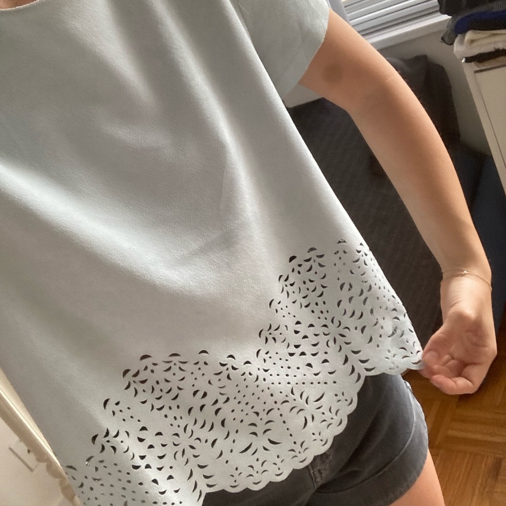 Faux suede blueish/gray/teal top